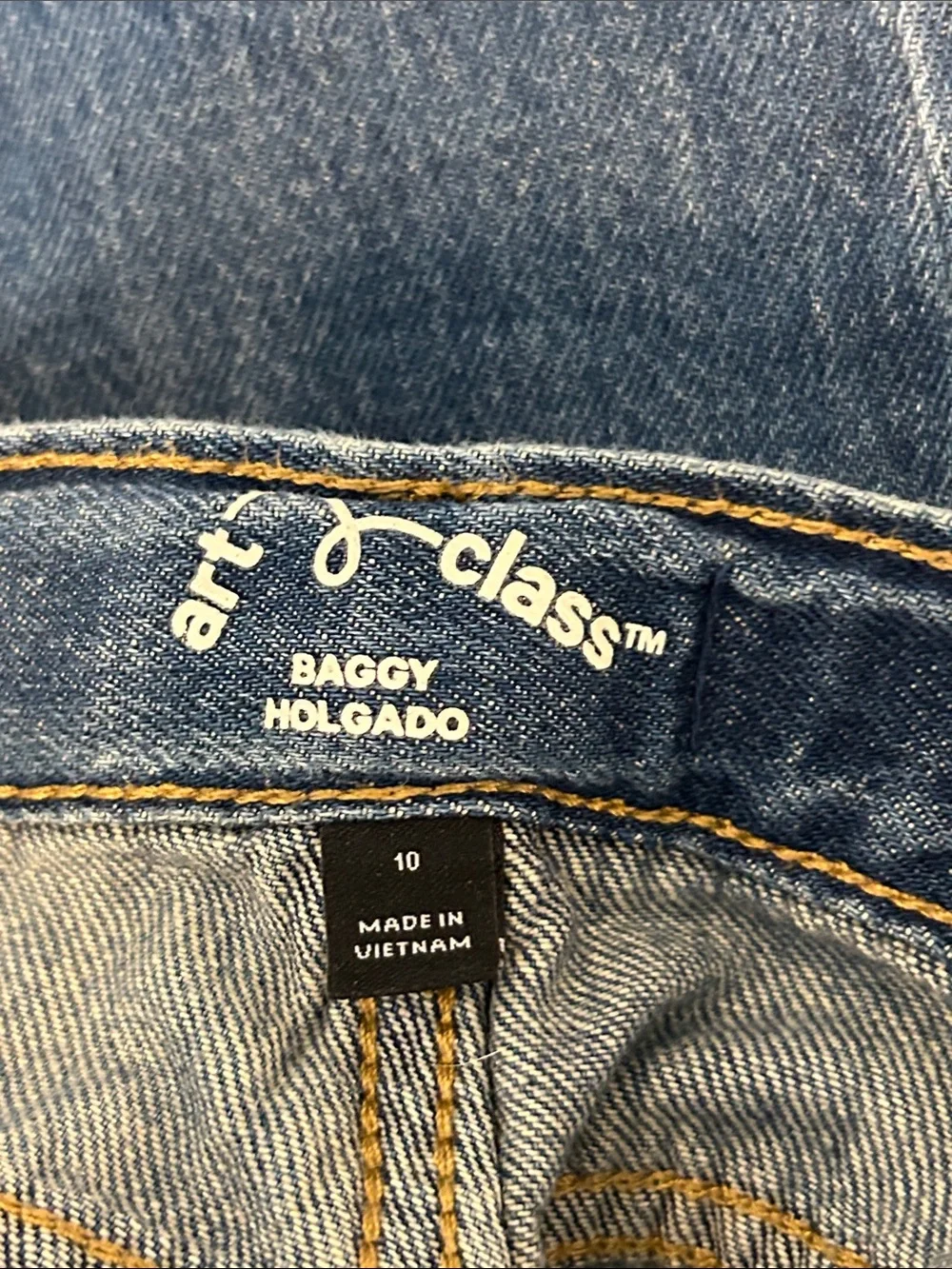 Art Class Kids Baggy Medium Wash 100% Cotton Wide Leg Denim Jeans Size 10